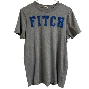 Abercrombie & Fitch Men Size M Muscle T-Shirt Gray/Blue Logo Spellout Preppy Y2K